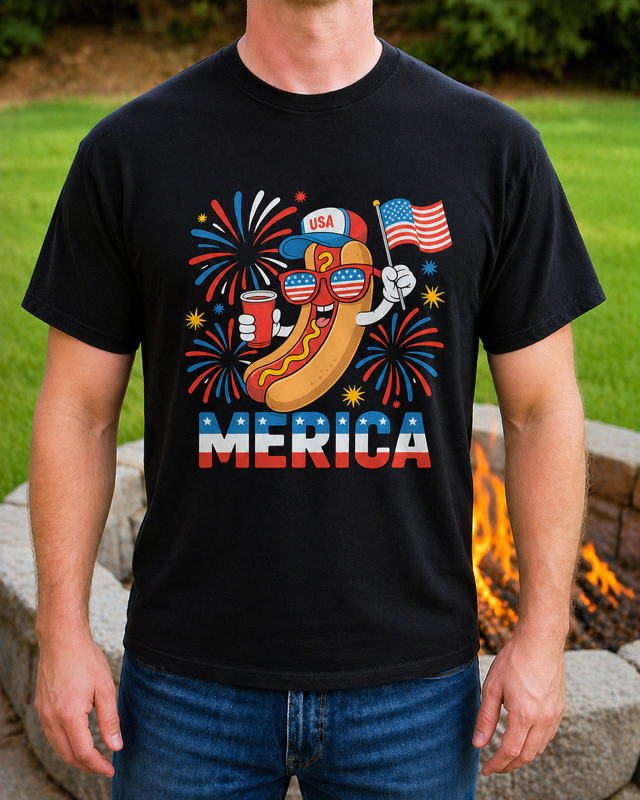 Merica Hot Dog Shirt